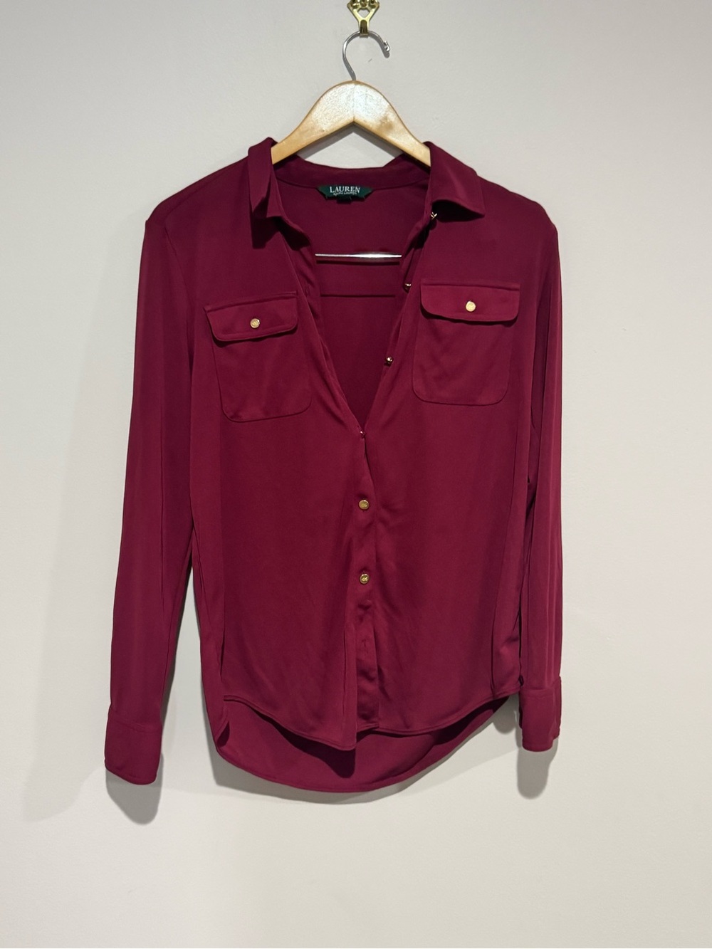 Lauren Ralph Lauren Burgandy Button Up Shirt LG